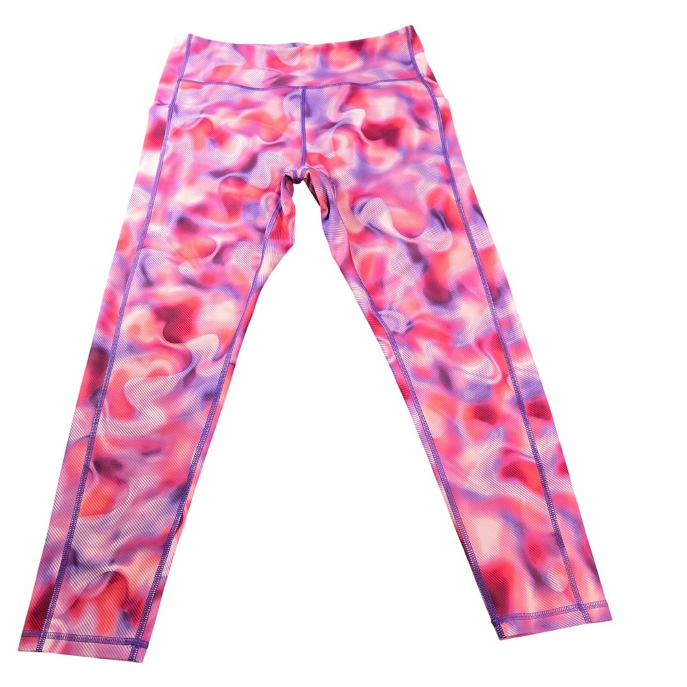 Tek Gear Ultrastretch Pink Purple Abstract Swirl Leggings XL Pockets Activewear